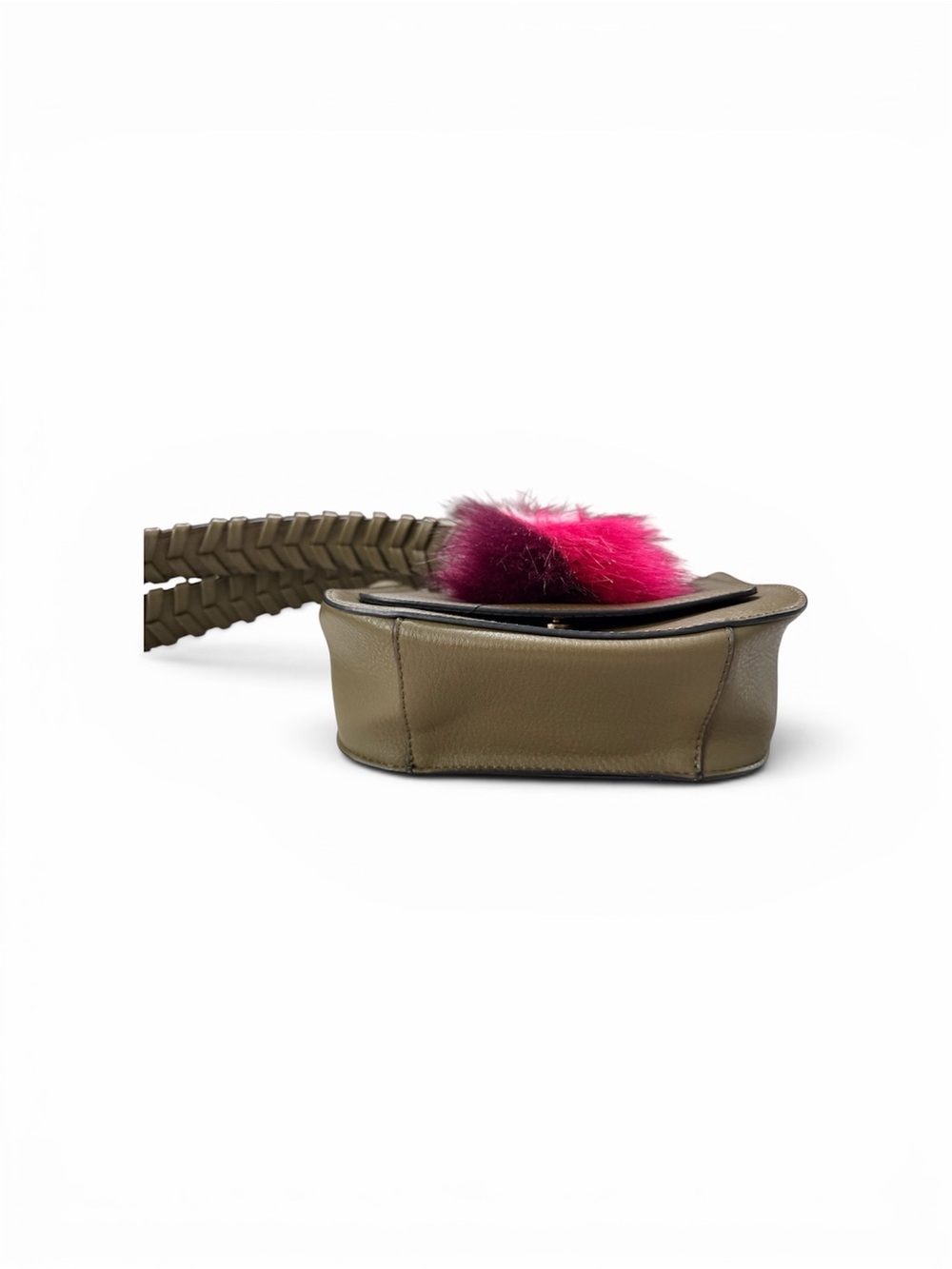 Anthropologie Olive Mini Crossbody with Pink Pom Pom - Picture 3 of 5